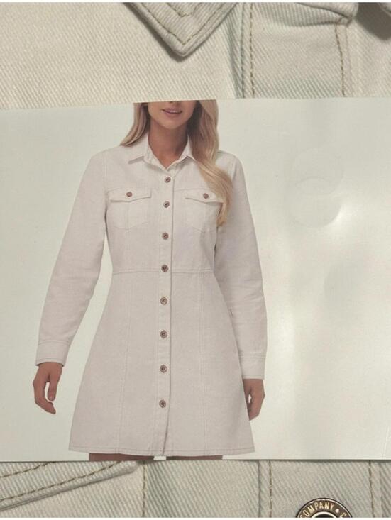 Frye Dresses & Skirts - FRYE Bone Denim Dress with Button Front and Cinch Waist, L